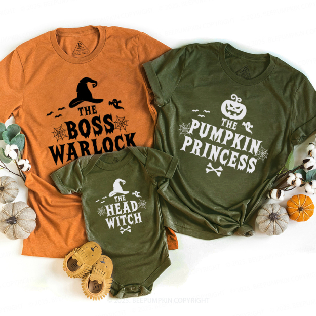 Personalized Witch & Pumpkin Crew Halloween Family Matching Shirts