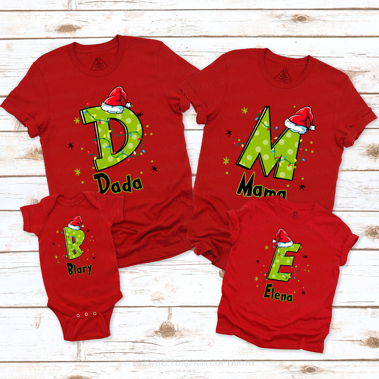Personalized Festive Alphabet Fun Family Matching T-Shirts Beepumpkin
