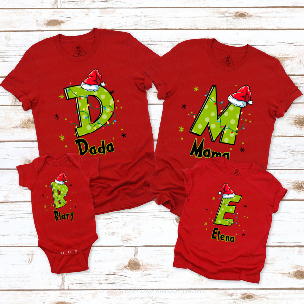 Personalized Festive Alphabet Fun Family Matching T-Shirts Beepumpkin