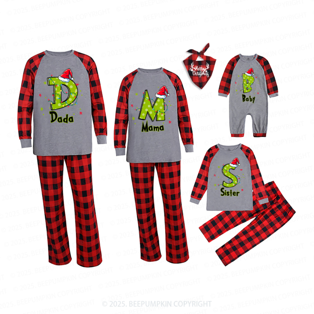 Personalized Festive Alphabet Fun Christmas Family Matching Pajamas