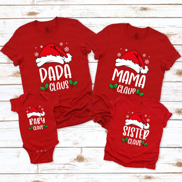 Personalized Family Claus Christmas Matching T-Shirts Beepumpkin
