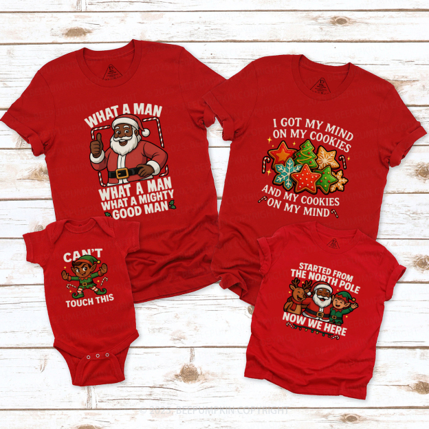 Personalized Brown Santa Christmas Family Matching T-Shirts Beepumpkin