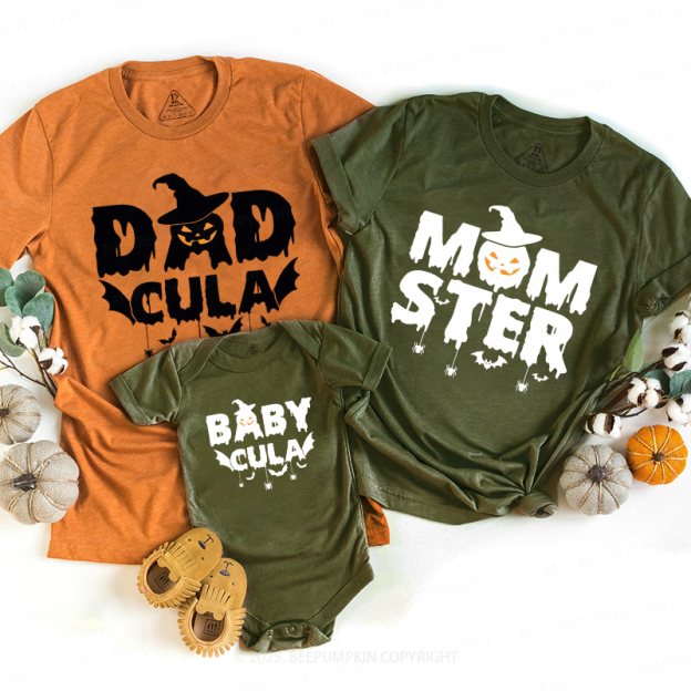 Personalized Halloween Momster Dadcula Family Matching Shirts