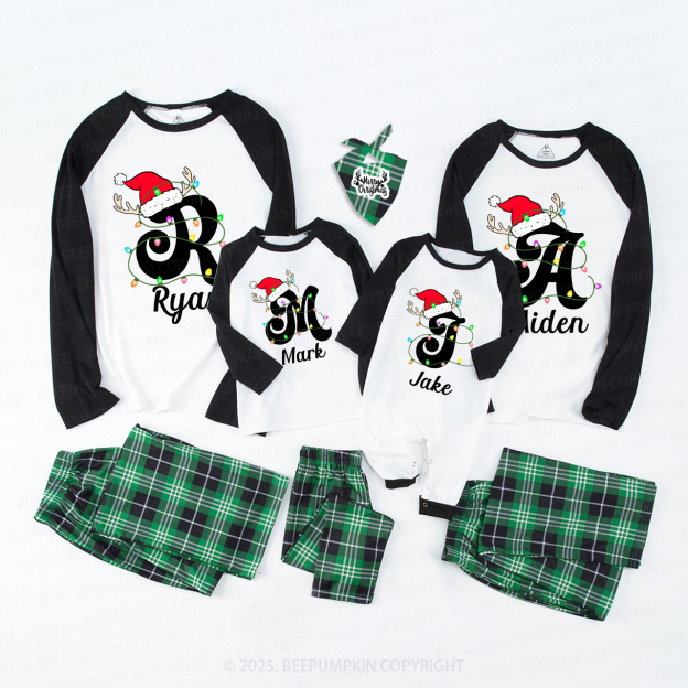 Personalized Christmas With Name Letter Family Matching Pajamas