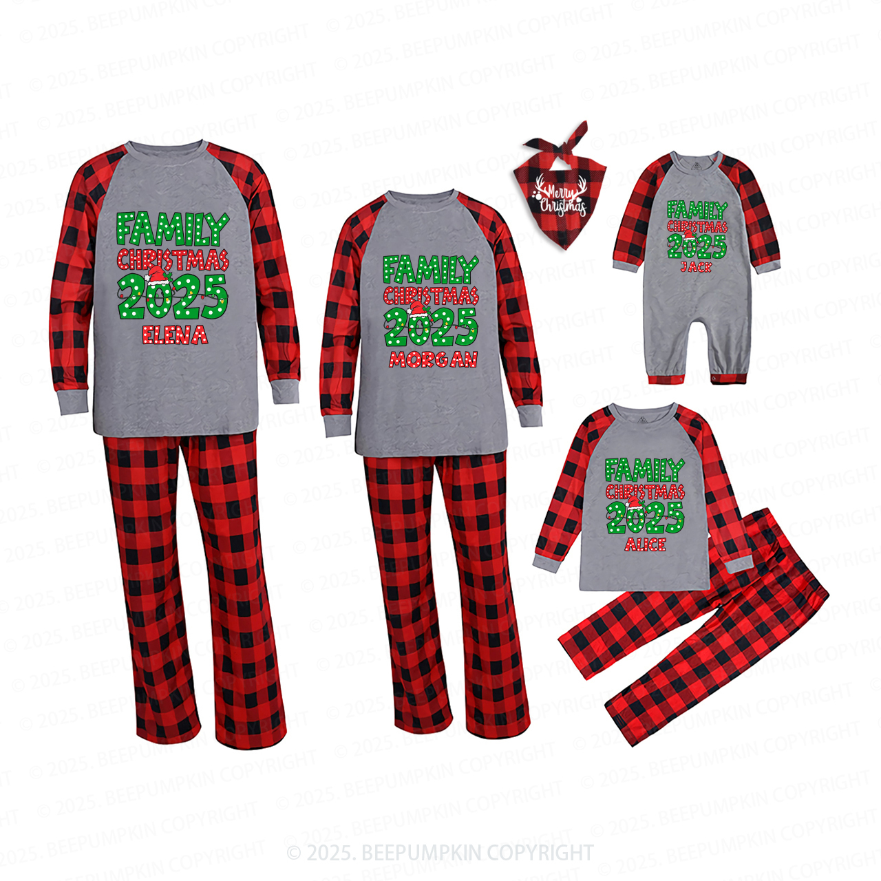 Personalized Christmas Christmas Neon Family Matching Pajamas