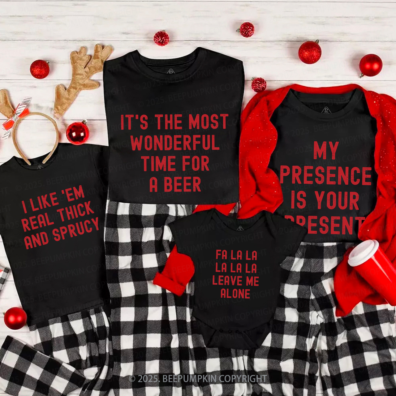 Personalized Funny 60 Quotes Christmas Party Family Matching T-Shirts Beepumpkin