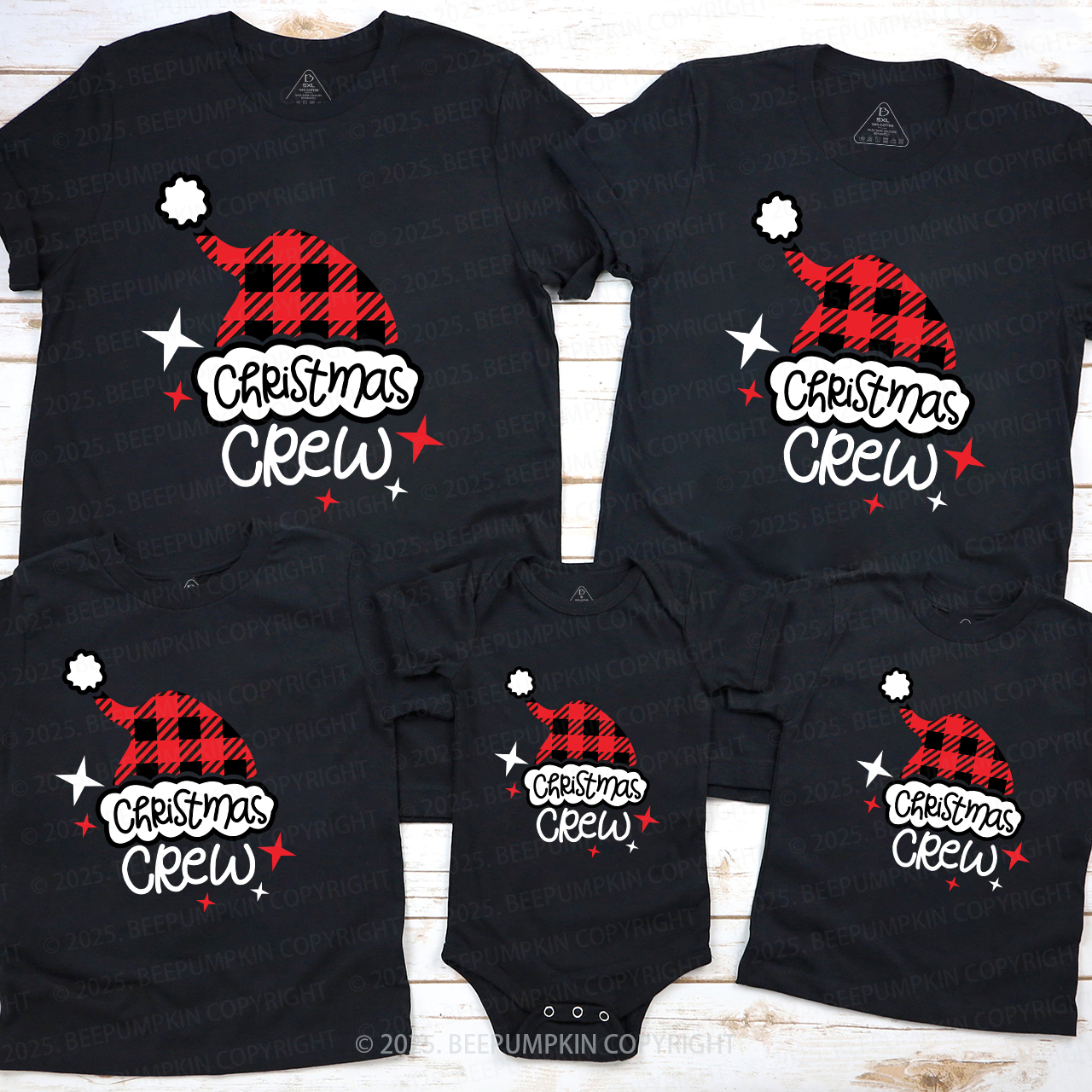 Christmas Hat Design Crew Family Shirts
