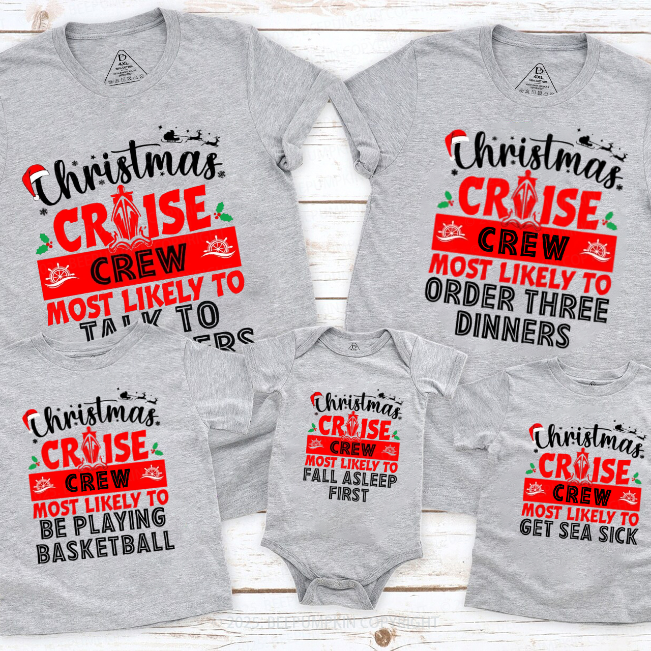 Personalized Christmas Cruise Crew Family Matching T-Shirts Beepumpkin