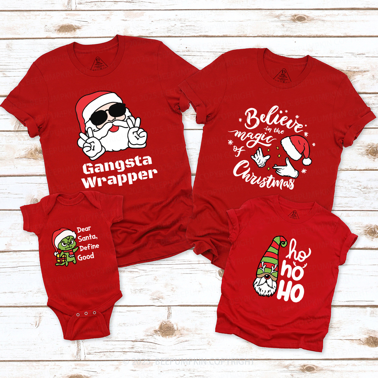 Personalized Joyful Holiday Christmas Family Matching T-Shirts Beepumpkin