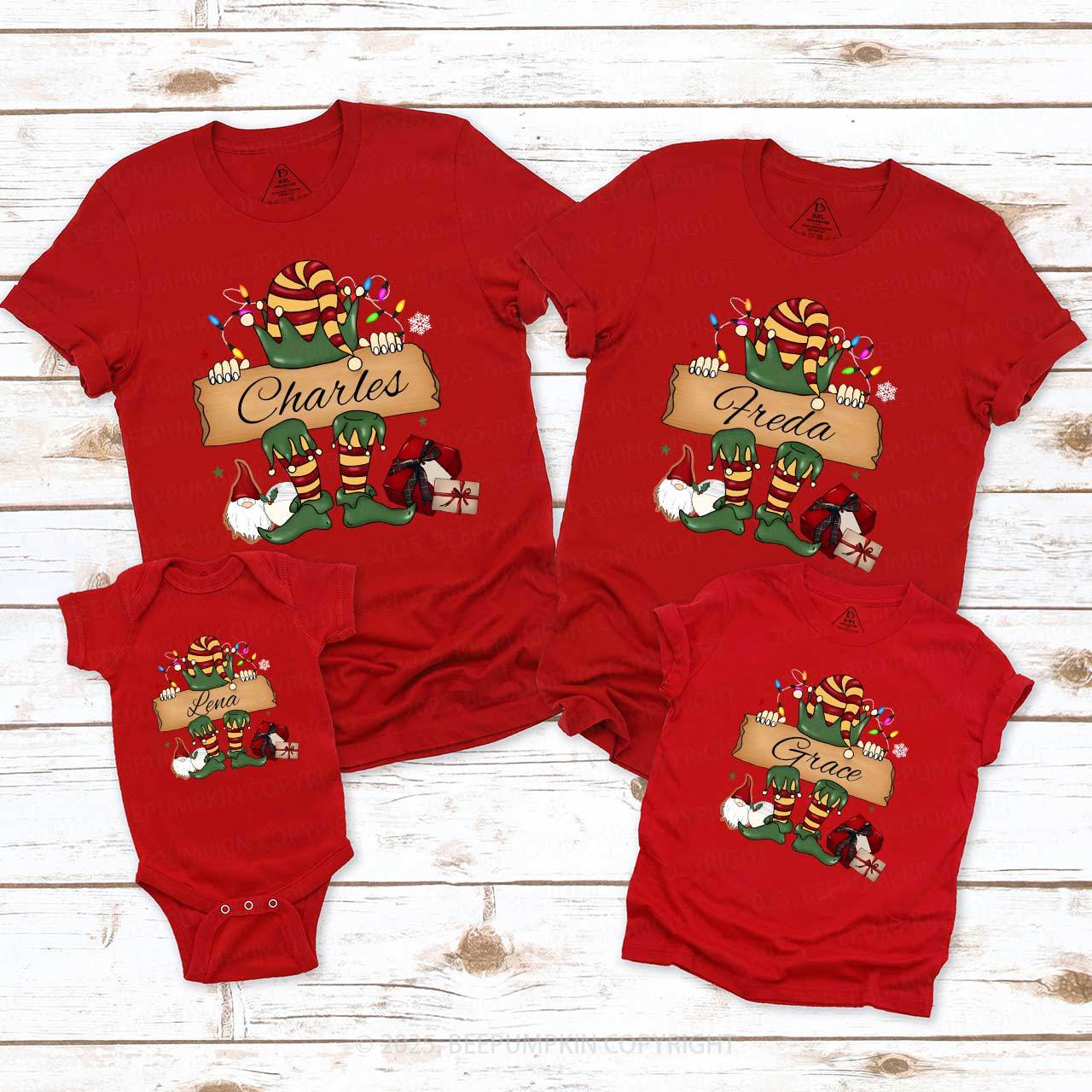 Personalized Elf's Gift Family Matching T-Shirts Beepumpkin