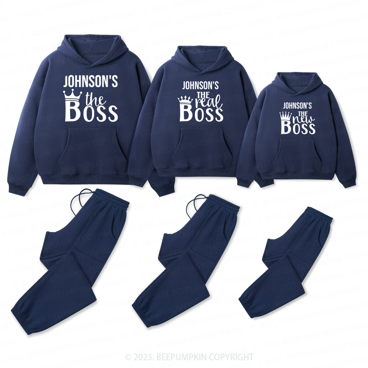 Personalized Boss Family Matching Hoodie Set