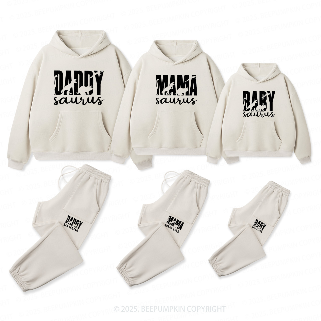 Personalized Saurus Family Matching Hoodie Set