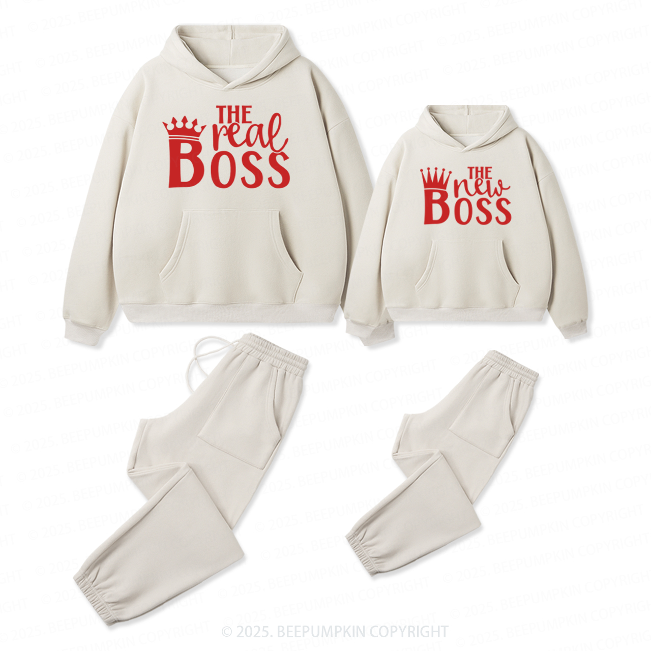 Personalized The Real Boss Family Matching Hoodie Set