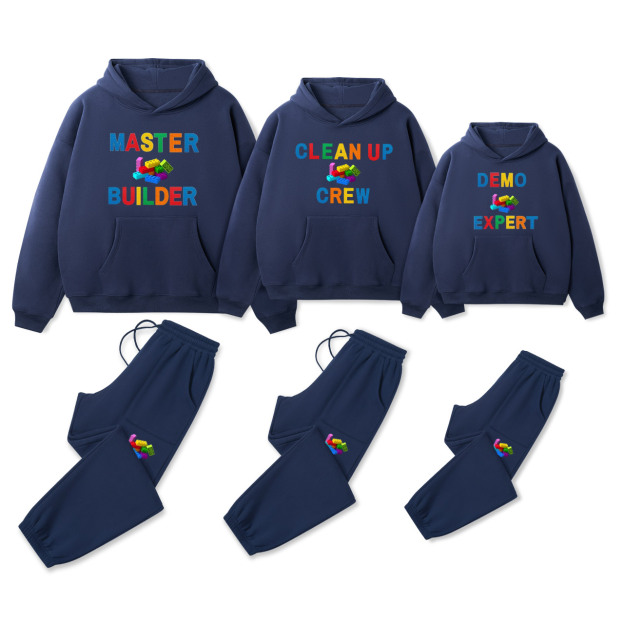 Personalized Building Blocks Family Matching Hoodie Set
