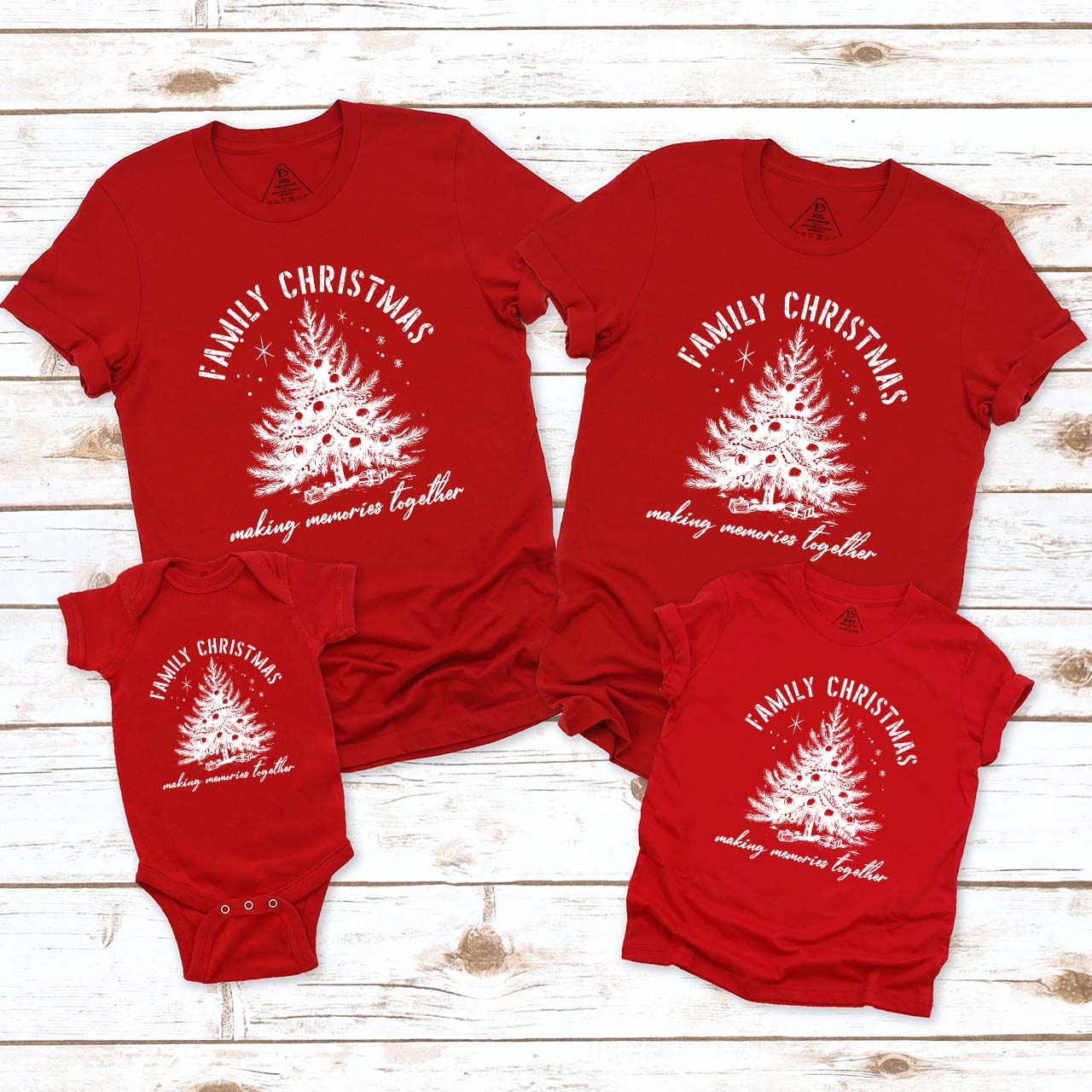 Warm Christmas Tree Family Matching T-Shirts Beepumpkin