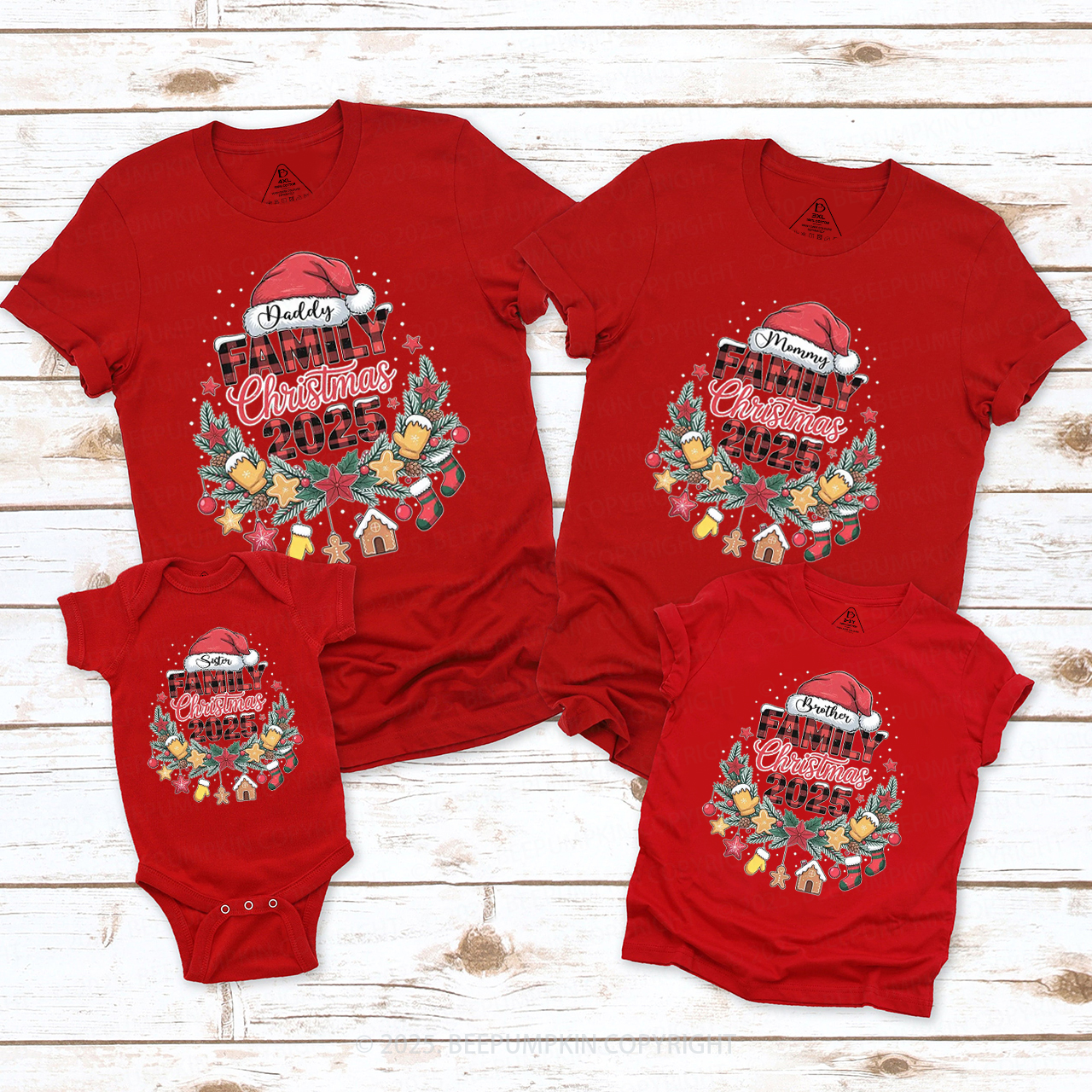 Personalized Holiday Harmony 2025 Family Matching T-Shirts Beepumpkin
