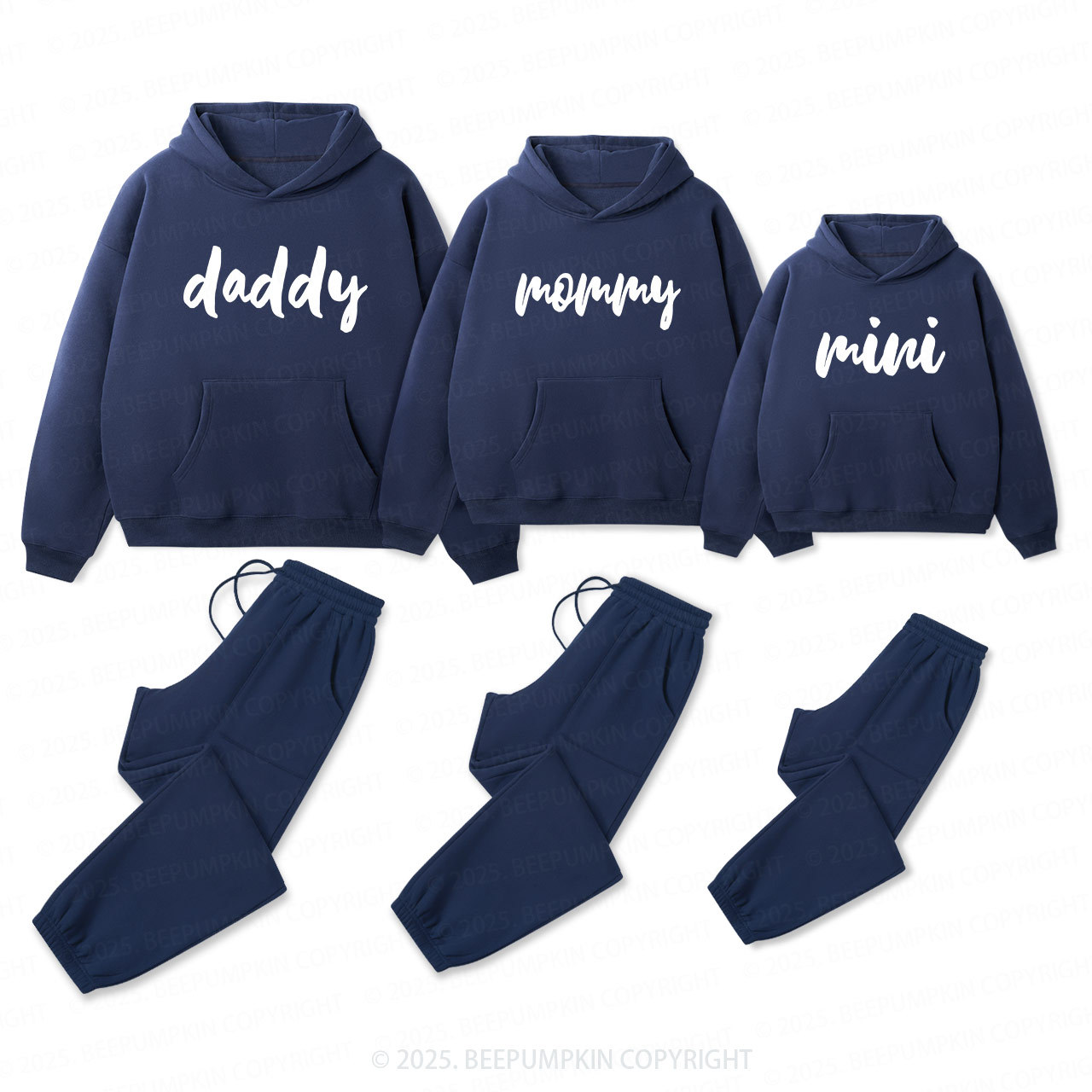 Personalized Daddy Mommy Mini Family Matching Hoodie Set