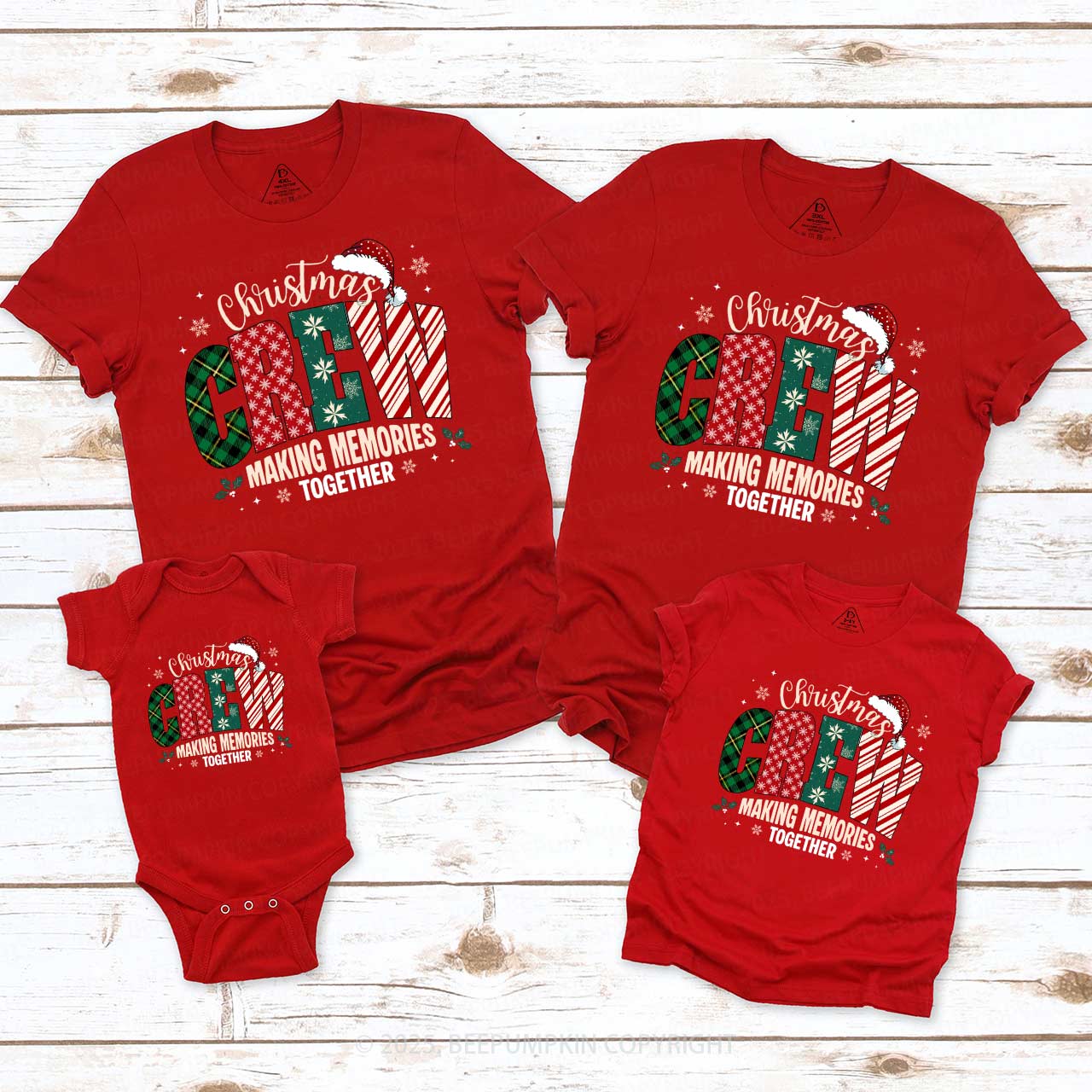 Funny Christmas Crew Family Matching T-Shirts Beepumpkin