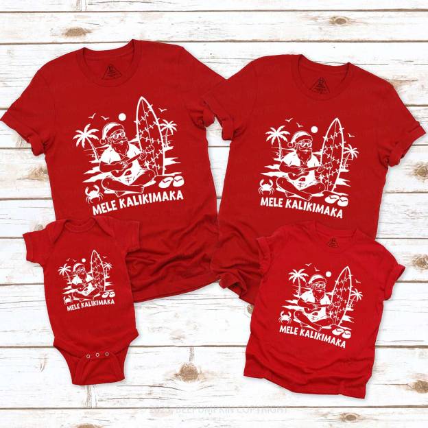 Personalized Mele Kalikimaka Family Matching T-Shirts Beepumpkin