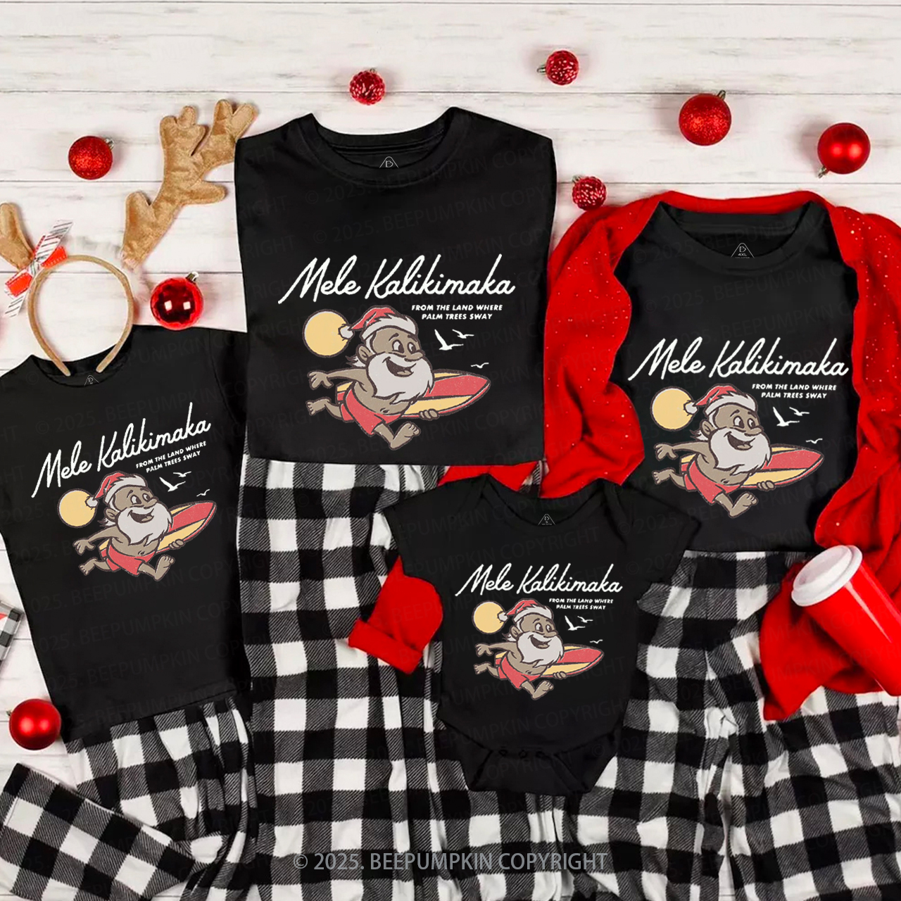 Retro Mele Kalikimaka Family Matching T-Shirts Beepumpkin