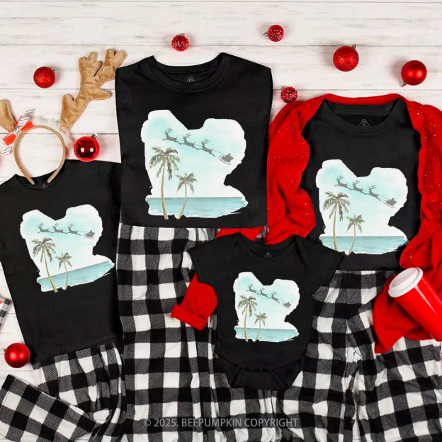 Christmas Palm Tree Family Matching T-Shirts Beepumpkin