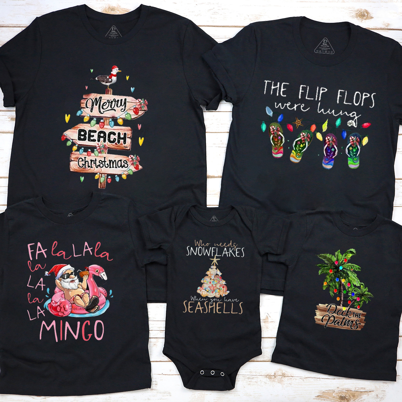 Personalized Christmas On Beach Family Matching T-Shirts Beepumpkin