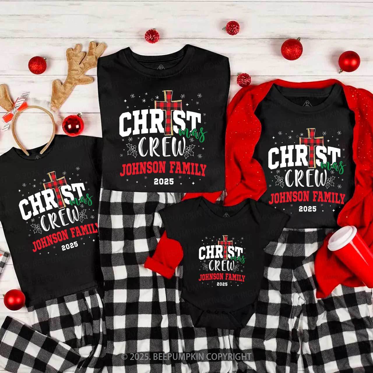Personalized 2025 Christian Xmas Family Matching T-Shirts Beepumpkin