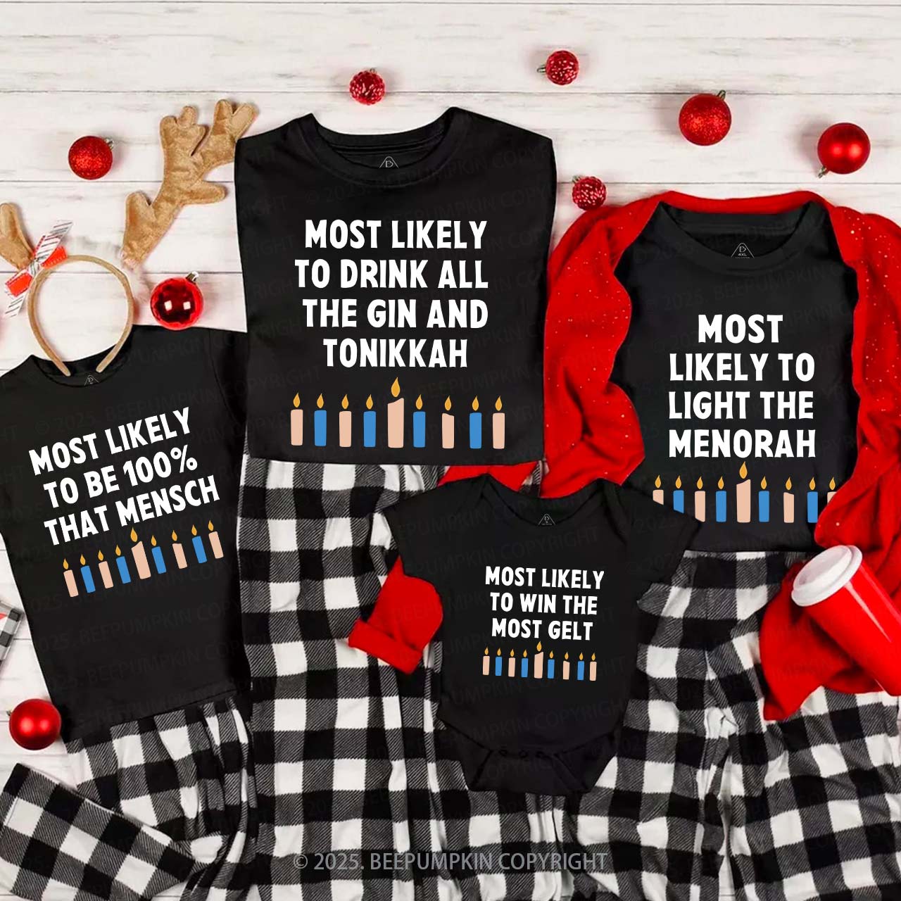 Most Likely 12 Designs Hanukkah Family Matching Shirt