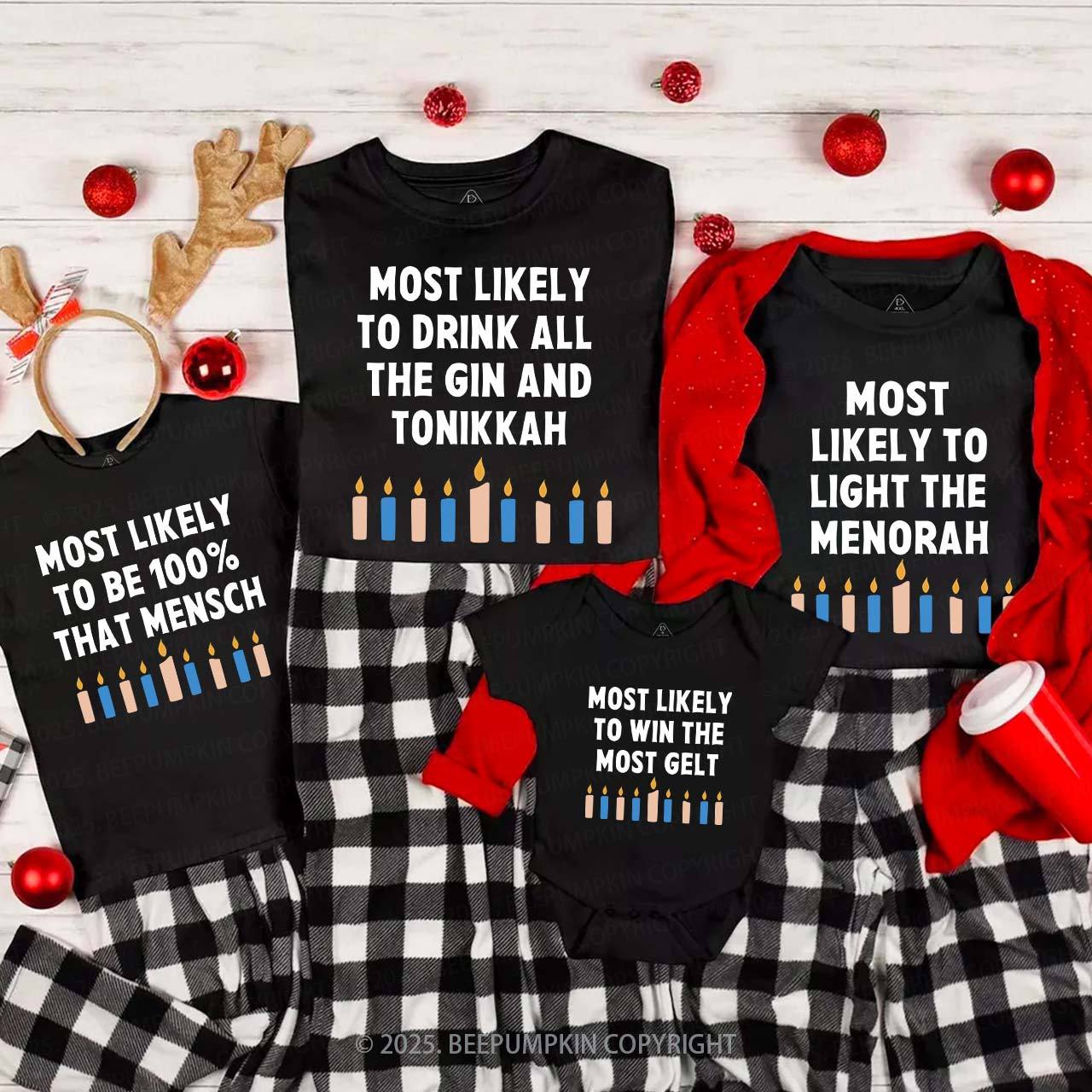 Most Likely 12 Designs Hanukkah Family Matching Shirt