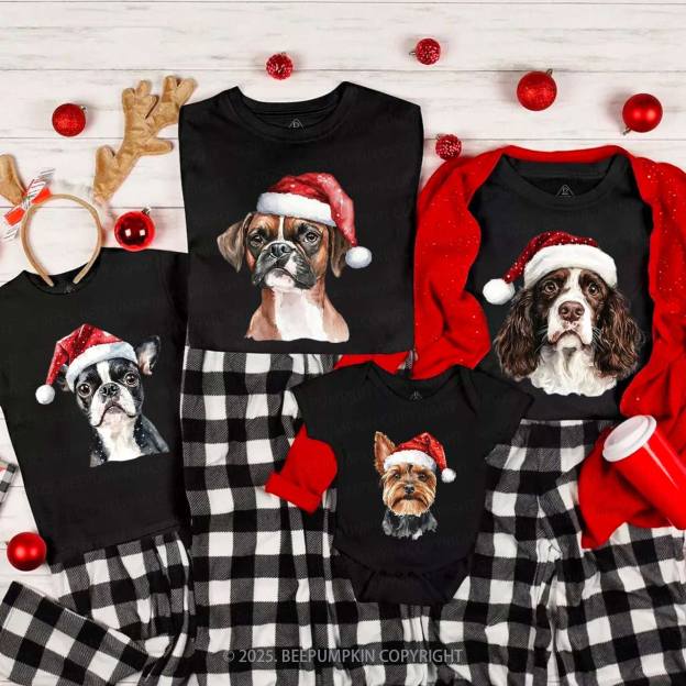 Personalized Santa Christmas Dog Family Matching T-Shirts Beepumpkin