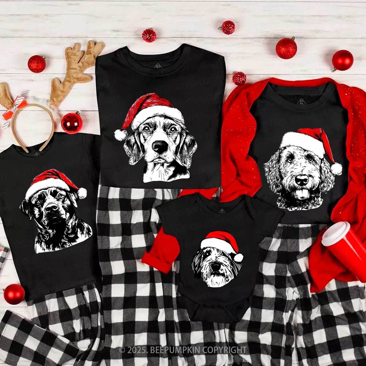 Personalized Santa Paws Dog Breed Family Matching T-Shirts Beepumpkin