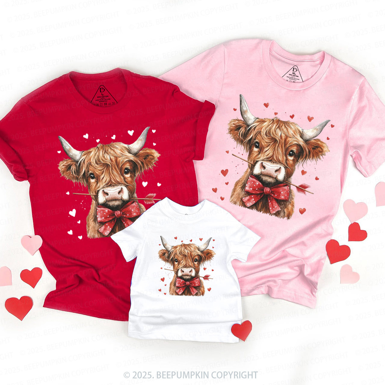 Highland Cow Valentine's Day Family Shirt