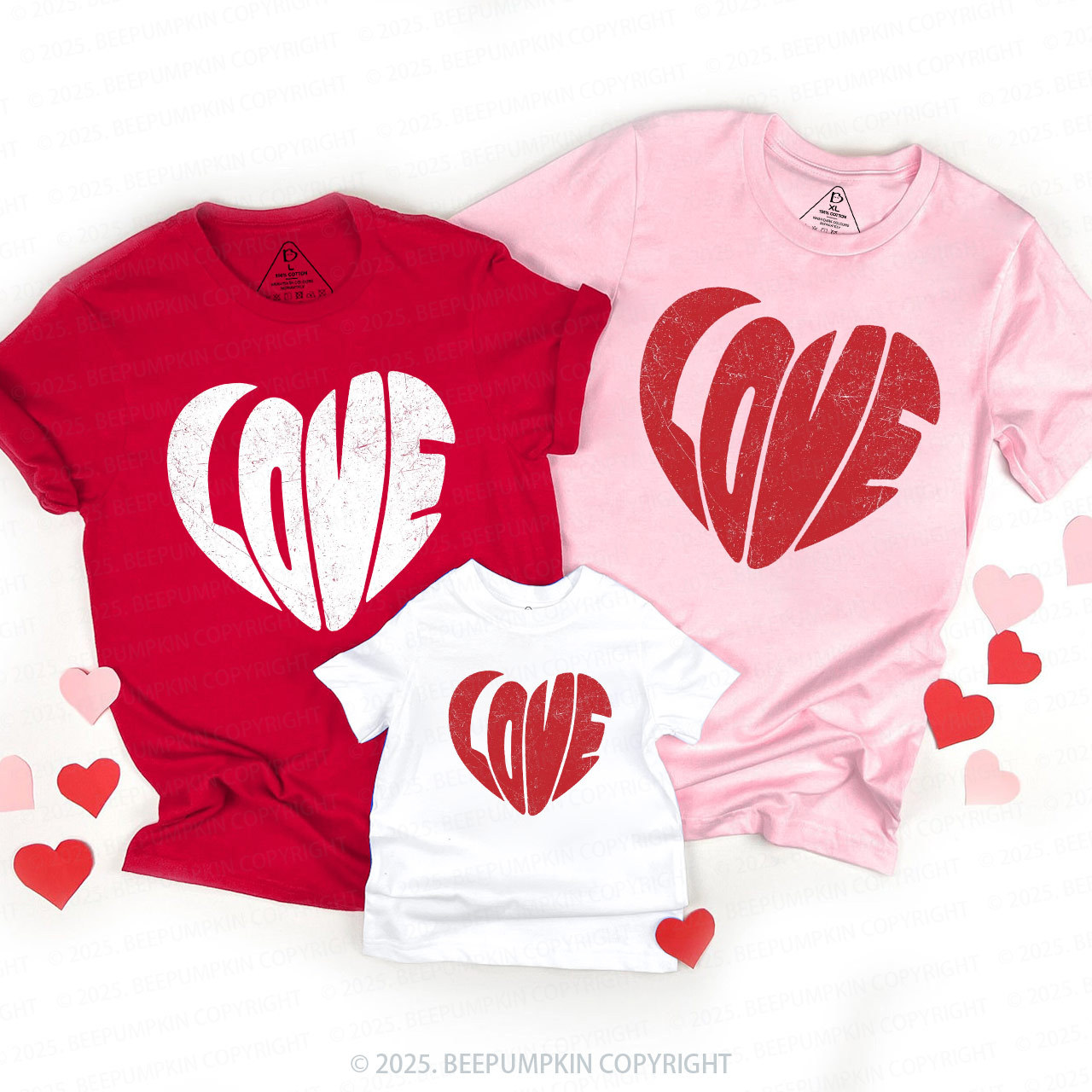 Retro Love Heart Valentine's Day Family Shirt