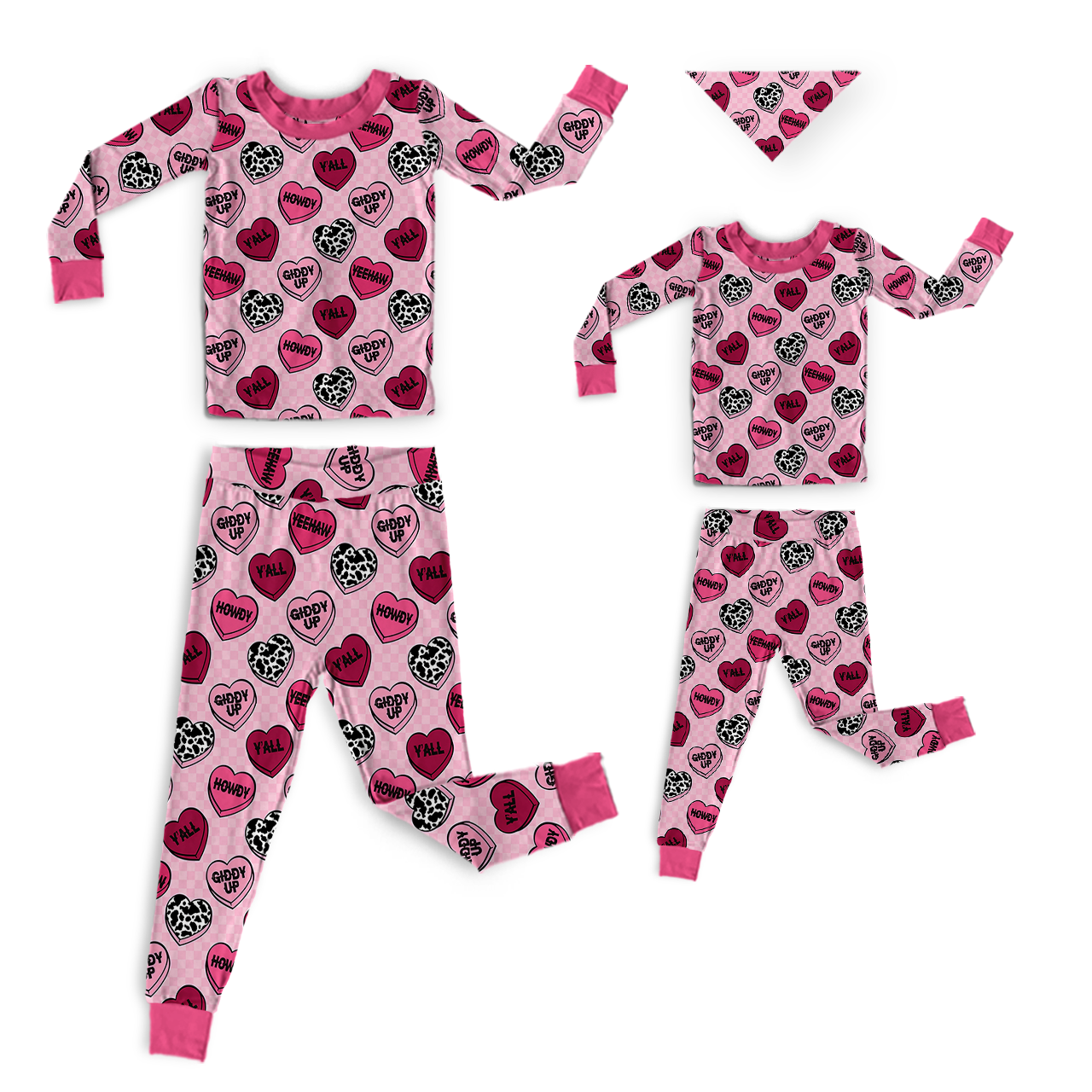 [Copy]Smiling Hearts Red All-Over Print Mom&Me Cuffed Pajama Sets