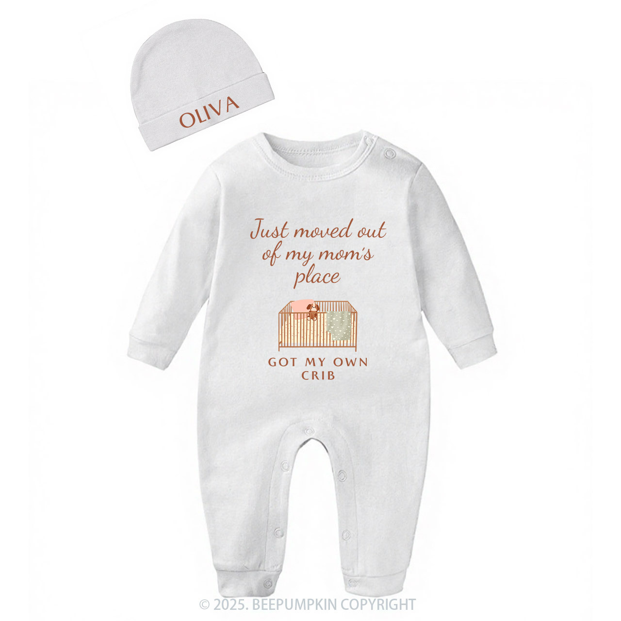 2 Pieces Personalized Baby Rompers Sets (Big Letters) Sale-Beepumpkin™