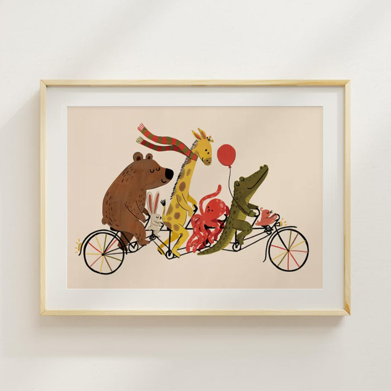 Animal Bike Parade Digital Nursery Wall Art