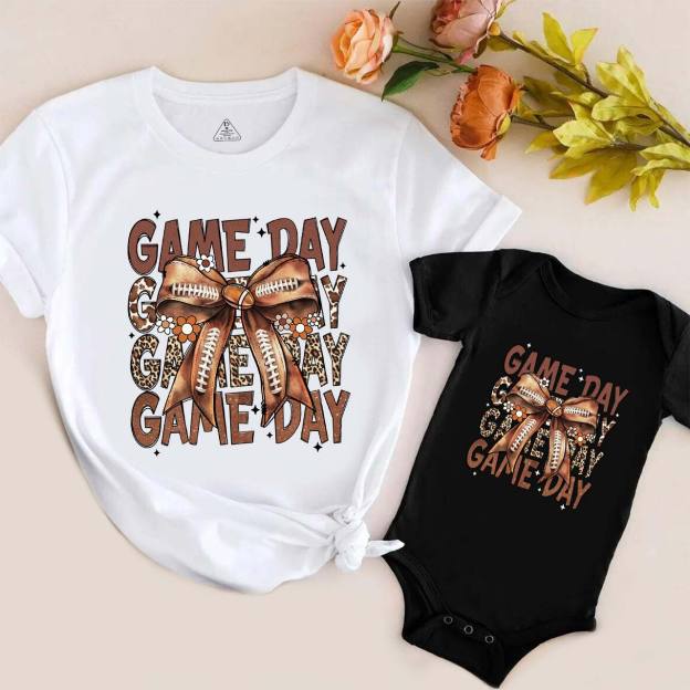 Leopard Bow Game Day Mom&Me Matching Tees