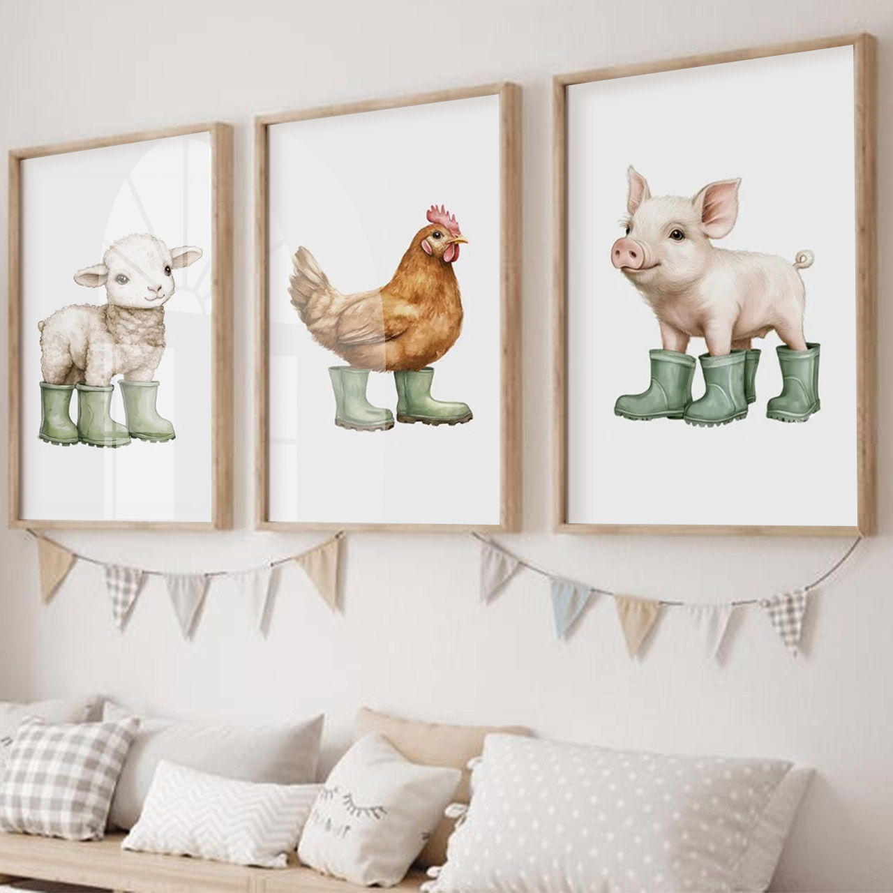 Boots & Barnyard Friends Digital Nursery Wall Art