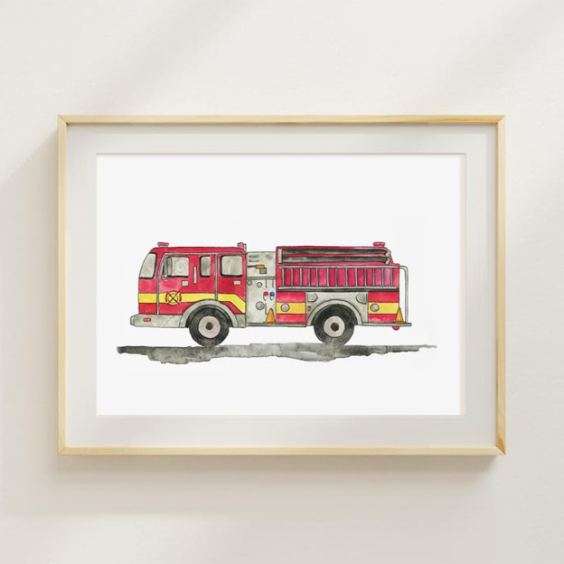 Set Of 6 Construction Vehicle Digital Nursery Wall Art