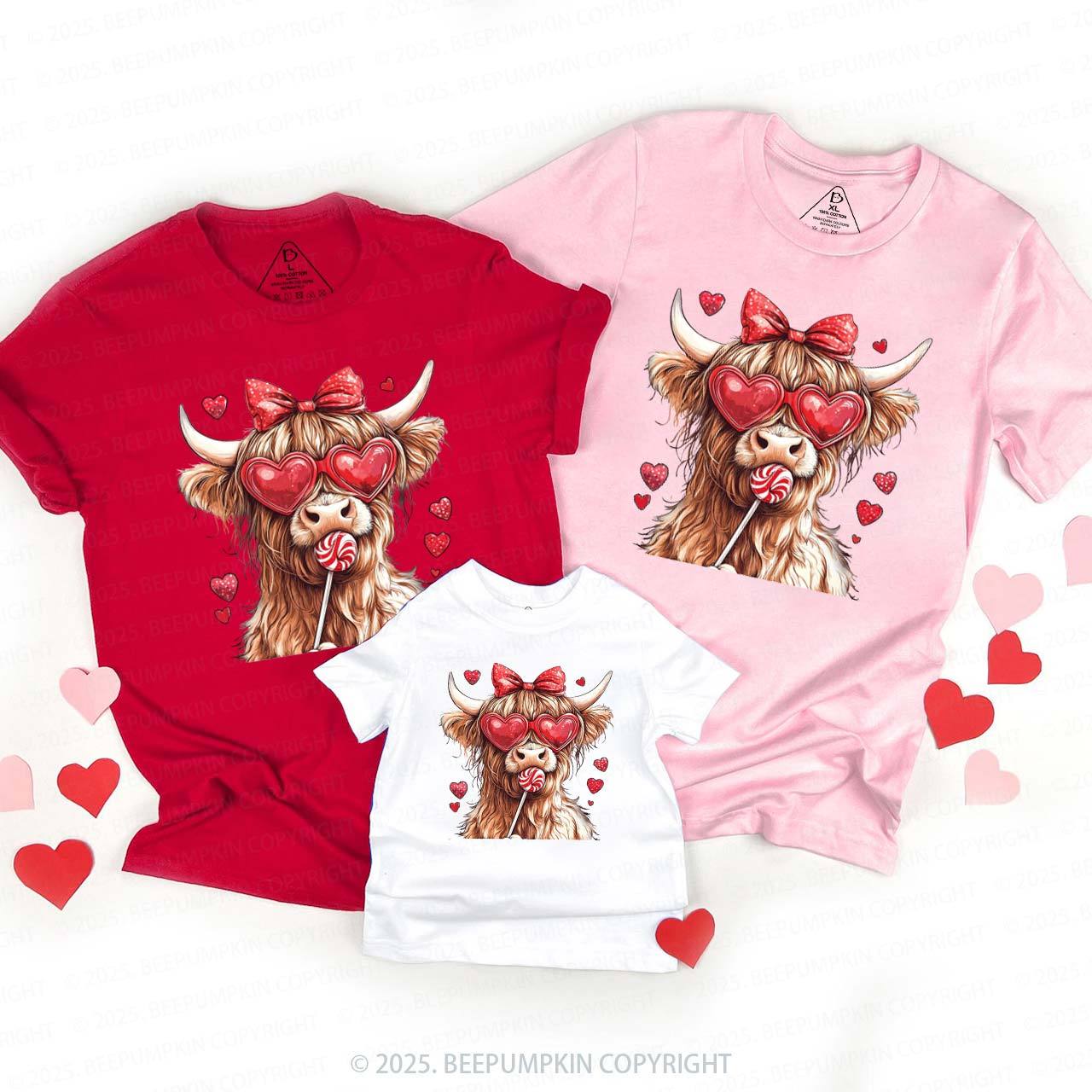 Highland Cow Valentine's Day Family Shirt