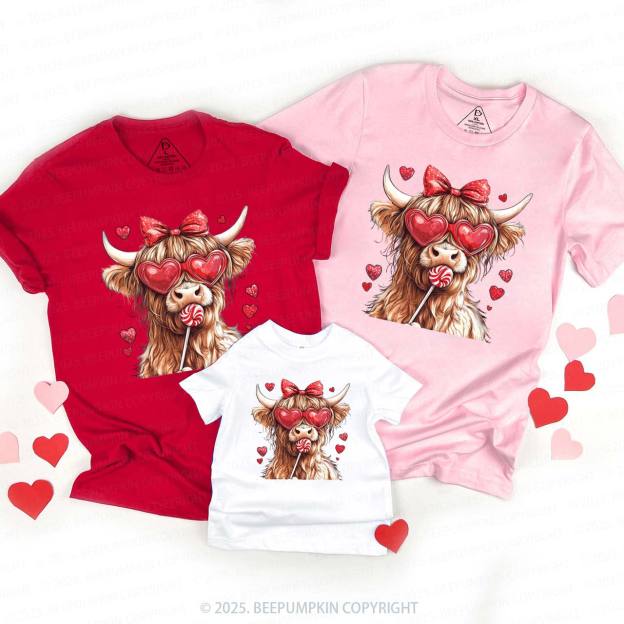 Highland Cow Valentine's Day Family Shirt
