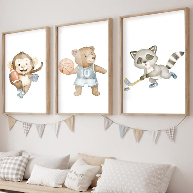 Animals Sports Digital Nursery Wall Art