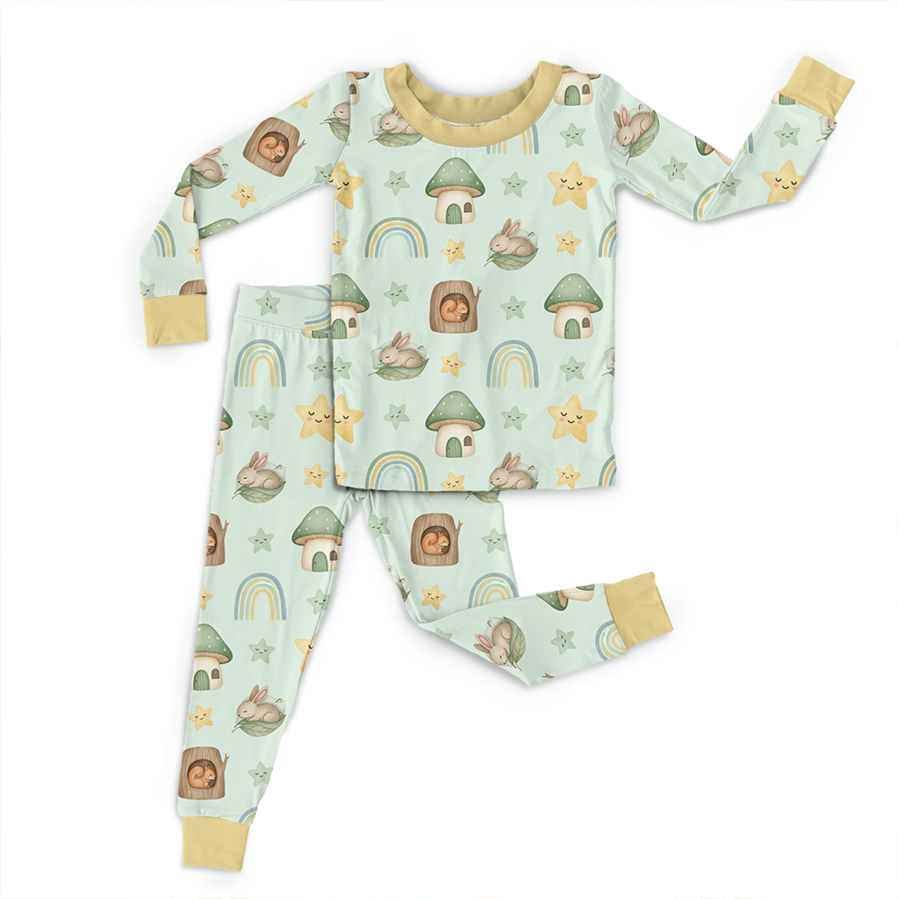 Sweet Dream Forest Two-Piece Pajama Set For Kids