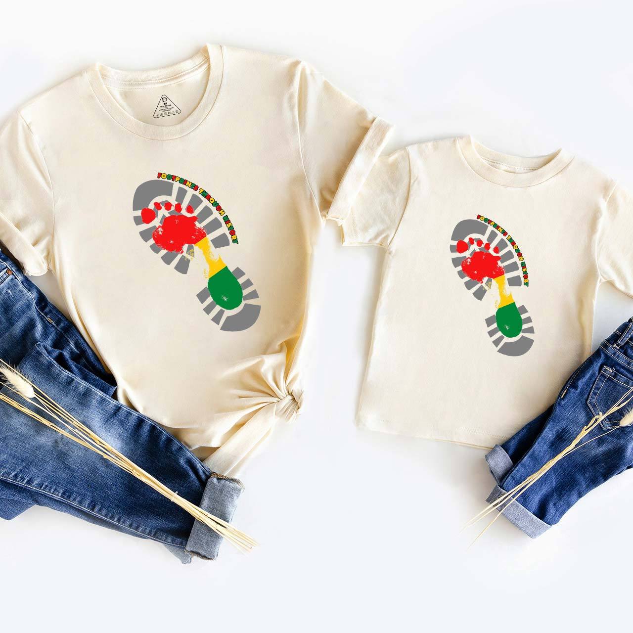 Black History Month Footprint Mom&Me Matching Tees