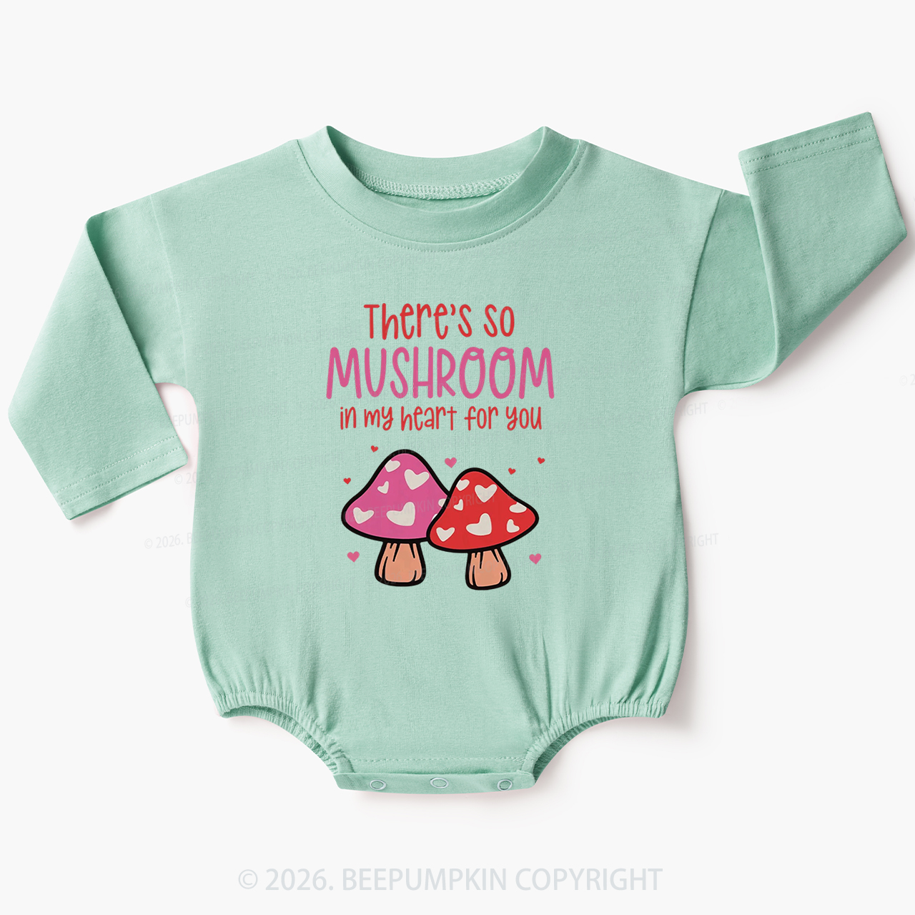 There's So Mushroom in My Heart for You Baby Bubble Romper Beepumpkin