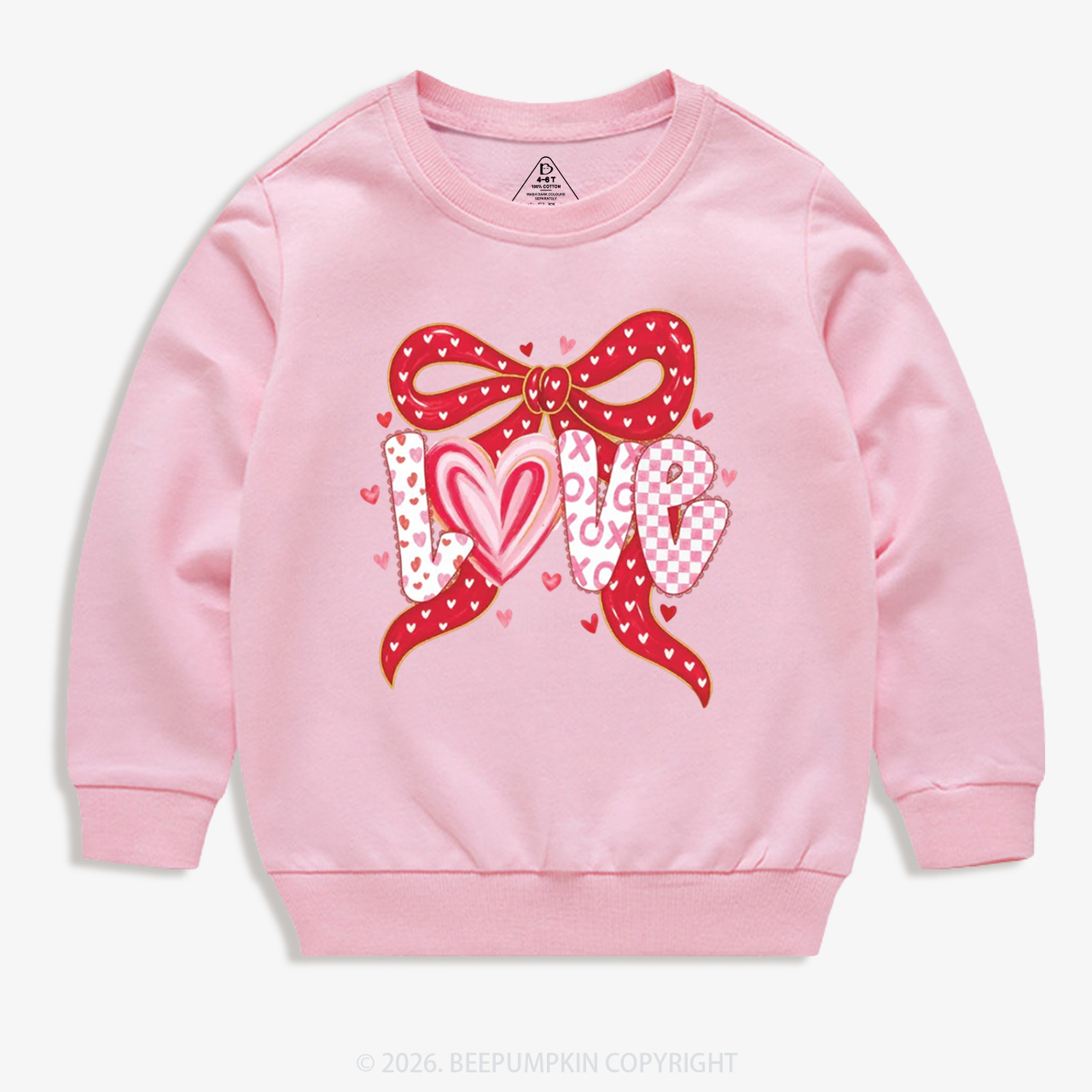 Coquette Bow Love Valentine's Day Kid's Sweatshirt