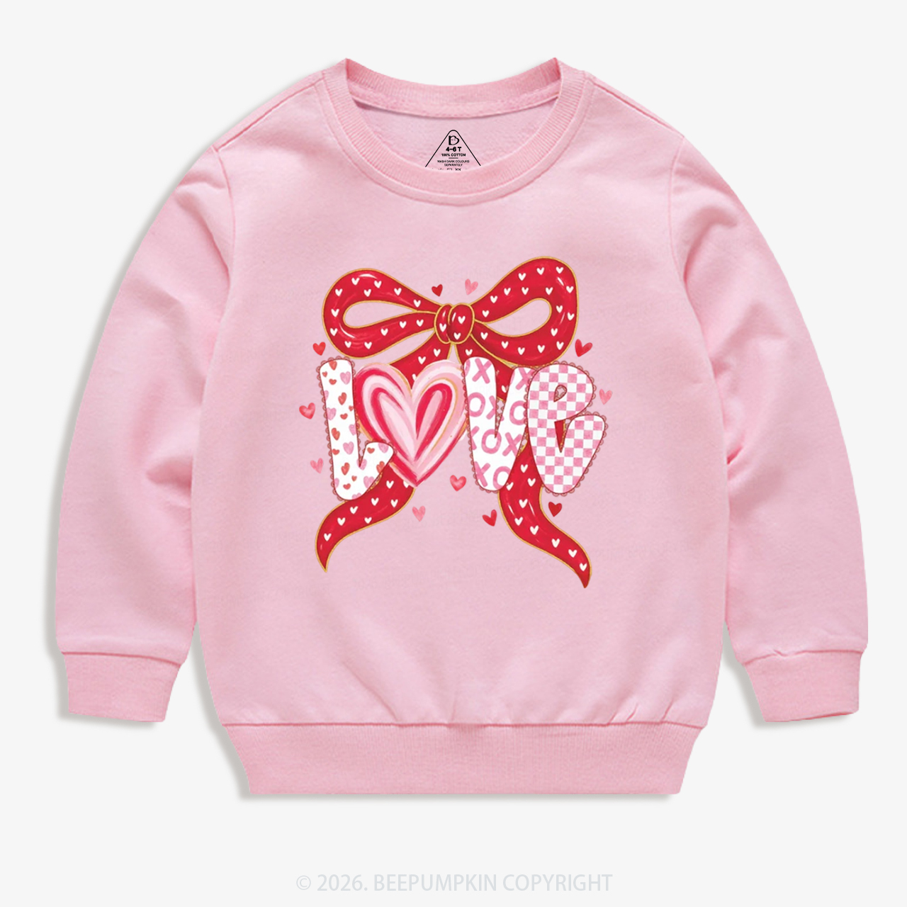 Coquette Bow Love Valentine's Day Kid's Sweatshirt