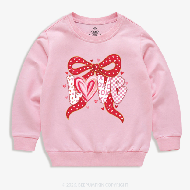 Coquette Bow Love Valentine's Day Kid's Sweatshirt