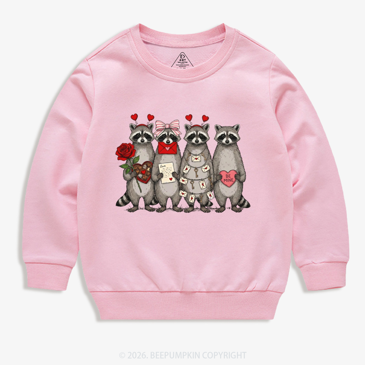 Feral Raccoon Valentine's Day Kid's Sweatshirt