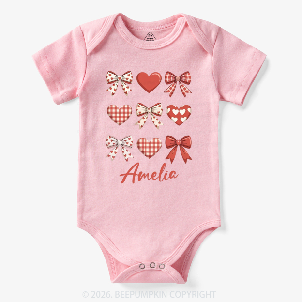 Personalized Bow Heart Valentine's Day Bodysuit